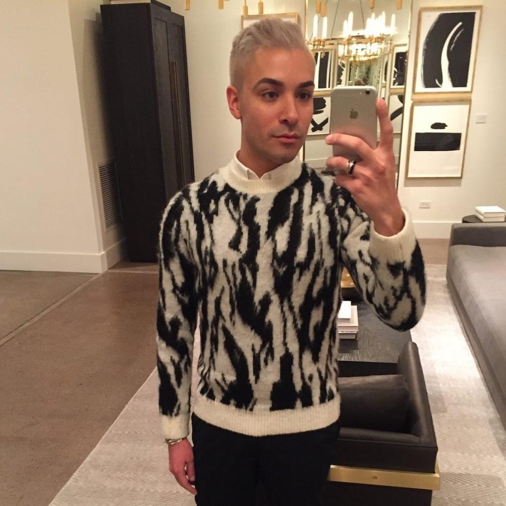 Topman Black and White Crewneck Sweater